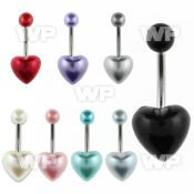 4uxamw steel belly ring heart shaped faux pearl lower part an belly piercing