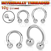 64aep surgical steel cbr horseshoe 2 5mm internally threaded belly piercing