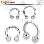 64aepf surgical steel cbr horseshoe 2 5mm externally threaded ear lobe piercing