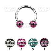 64das1 surgical steel cbr horseshoe 1 6mm 5mm multi crystal bal belly piercing
