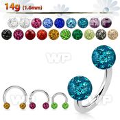 64das surgical steel cbr horseshoe 1 6mm 5mm multi crystal bal belly piercing