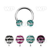 64day1 surgical steel cbr horseshoe 1 6mm 6mm multi crystal bal belly piercing