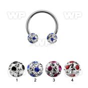 64day7 surgical steel cbr horseshoe 1 6mm 6mm multi crystal bal belly piercing