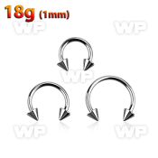 64et6uz surgical steel cbr horseshoe 1mm 3mm cones eyebrow piercing