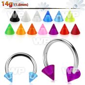 64q6us surgical steel cbr horseshoes 1 6mm 5mm acrylic uv cones belly piercing