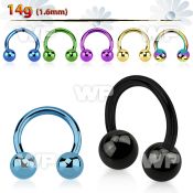 64r4 ion plated surgical steel cbr horseshoe 1 6mm 5mm ball belly piercing