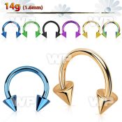 64r6u ion plated surgical steel cbr horseshoe 1 6mm 5mm cone belly piercing