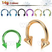 64r6uj ion plated surgical steel cbr horseshoe 1 6mm 4mm cones ear lobe piercing