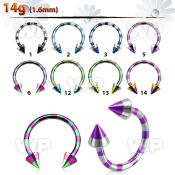 64rbue0 zebra striped ion plated surgical steel cbr horseshoe belly piercing