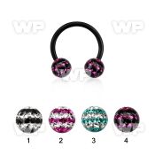 64rday1 ion plated surgical cbr horseshoe 1 6mm 6mm multi crysta belly piercing