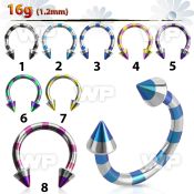 64wjru zebra striped ion plated surgical steel cbr horseshoe belly piercing