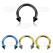 64wr6uks ion plated surgical steel cbr horseshoe 1 2mm 2 5mm cone belly piercing