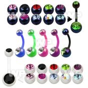 74uk6i7 ab coated acrylic belly ring w 8mm 5mm jewel ball length belly piercing