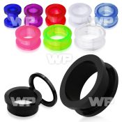 76dm external screw fit acrylic flesh tunnel ear lobe piercing