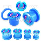 7dm666 light blue acrylic screw fit plug cute double dolphins ear lobe piercing