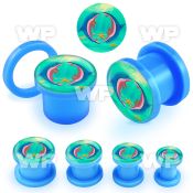 7dm666 light blue acrylic screw fit plug cute double dolphins ear lobe piercing
