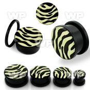 7dm66 black acrylic plug external screw fit black white zebra ear lobe piercing