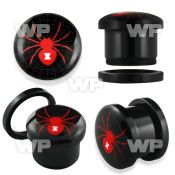 7dmr black acrylic plug external screw fit black widow spider ear lobe piercing