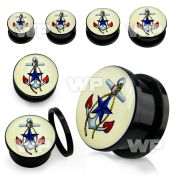 7dmuu black acrylic plug external screw fitanchor innautical ear lobe piercing