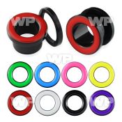 7drm black acrylic screw fit flesh tunnel color painted rim ear lobe piercing