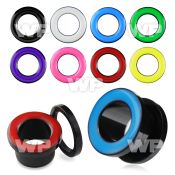 7drm black acrylic screw fit flesh tunnel color painted rim ear lobe piercing