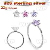7ig3jkk silver seamless nose ring 22g star color cz