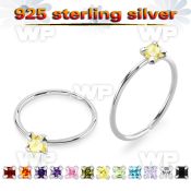 7igvjkk 925 silver seamless nose ring 22g square color cz