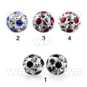 7jdas 5mm ball ferido glued multi crystals incute dotted design belly piercing