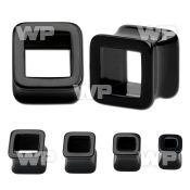 7m3v square double flare flesh tunnel in black acrylic ear lobe piercing