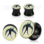 7mi66 black acrylic double flare saddle plug right facing dove ear lobe piercing