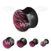 7mia black acrylic double flare saddle plug pink black zebra ear lobe piercing