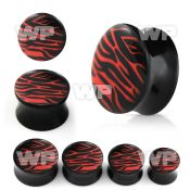 7mia black acrylic double flare saddle plug pink black zebra ear lobe piercing