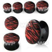 7mia black acrylic double flare saddle plug pink black zebra ear lobe piercing