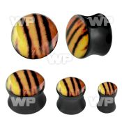 7mimm black acrylic double flare saddle plug tiger fur picture ear lobe piercing
