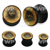 7mimnw black acrylic double flare saddle plug mystic pyramid ear lobe piercing