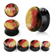 7mivv black acrylic double flare saddle plug pink disco ball ear lobe piercing