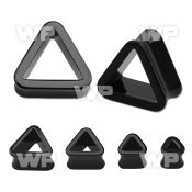7mra triangle double flared flesh tunnel in black acrylic ear lobe piercing