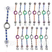 814rdas7 zebra striped ion plated 316l steel industrial loop barbe 