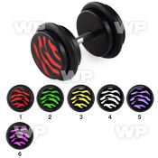 8b7ial black acrylic fake logo plug zebra stripe pattern extra belly piercing