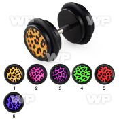 8b7iat black acrylic fake logo plug leopard print extra flat belly piercing