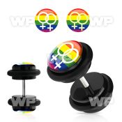 8bqia9 acrylic fake plug double female sign on rainbow logo o ri belly piercing
