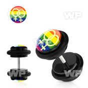 8bqia9 acrylic fake plug double female sign on rainbow logo o ri belly piercing