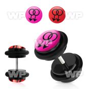 8bqiaek acrylic fake plug double male sign on pink logo o ring s belly piercing