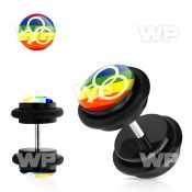 8bqiaep acrylic fake plug double male sign on rainbow logo o ring belly piercing