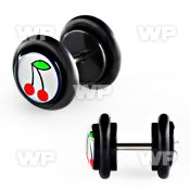 8bqiaet acrylic fake plug small cherry logo o ring s size 8mm belly piercing