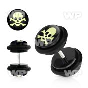 8bqiaey acrylic fake plug white skull bones logo o ring s size belly piercing