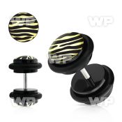 8bqiak9 acrylic fake plug black white zebra stripes logo o ring belly piercing