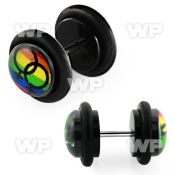 8bqiakl acrylic fake plug black double female sign on rainbow bac belly piercing