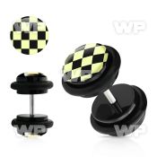 8bqiaks acrylic fake plug black white checkers design logo o ri belly piercing