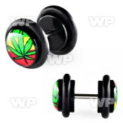 8bqial acrylic fake plug marijuana on 3 color background logo belly piercing